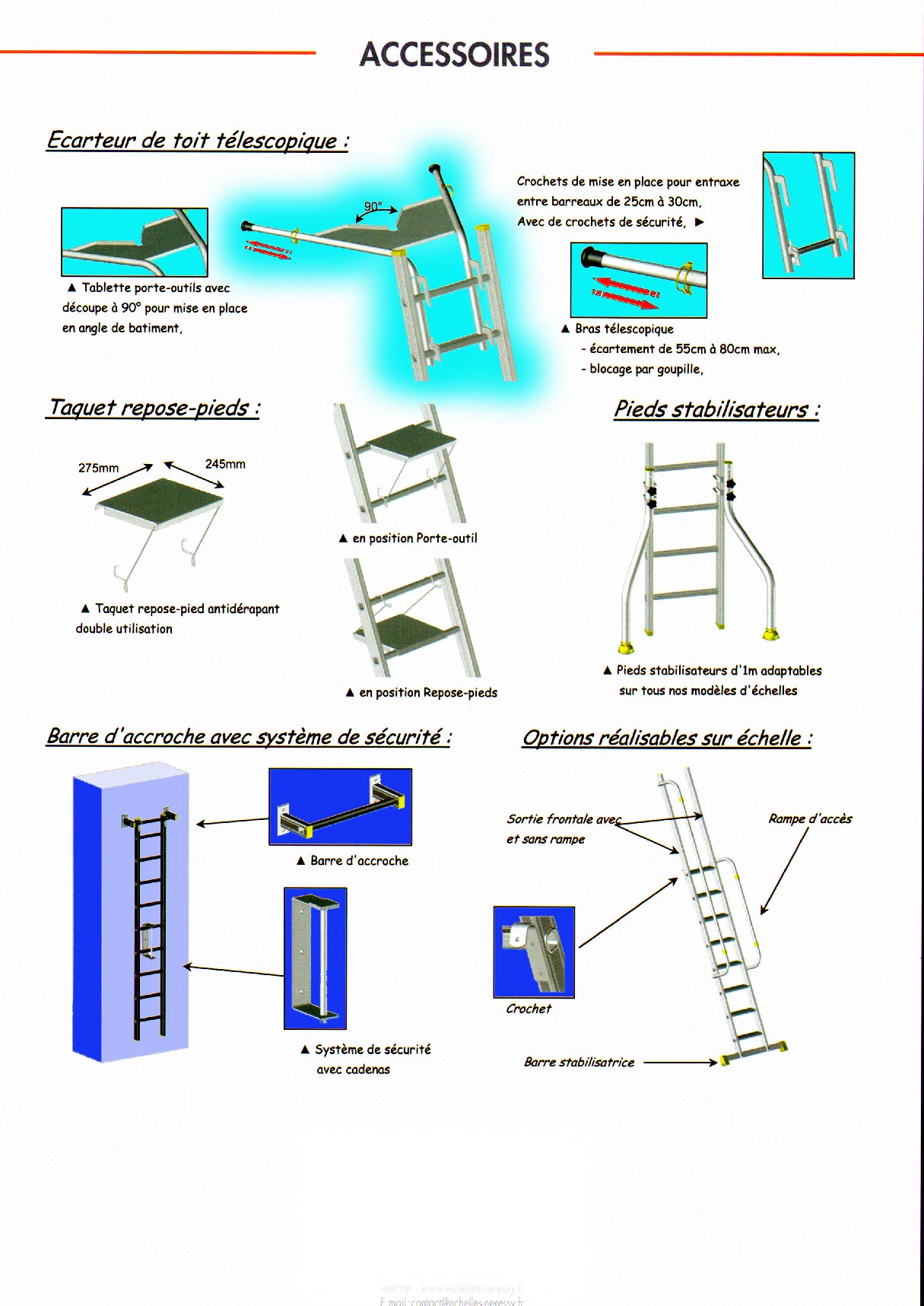 echelle transformable et coulisse à trois 3 plans aluminium de 2 mètres, 3 m,4 m, 5 m, 6 m, 7 m, 8 m, 9 m