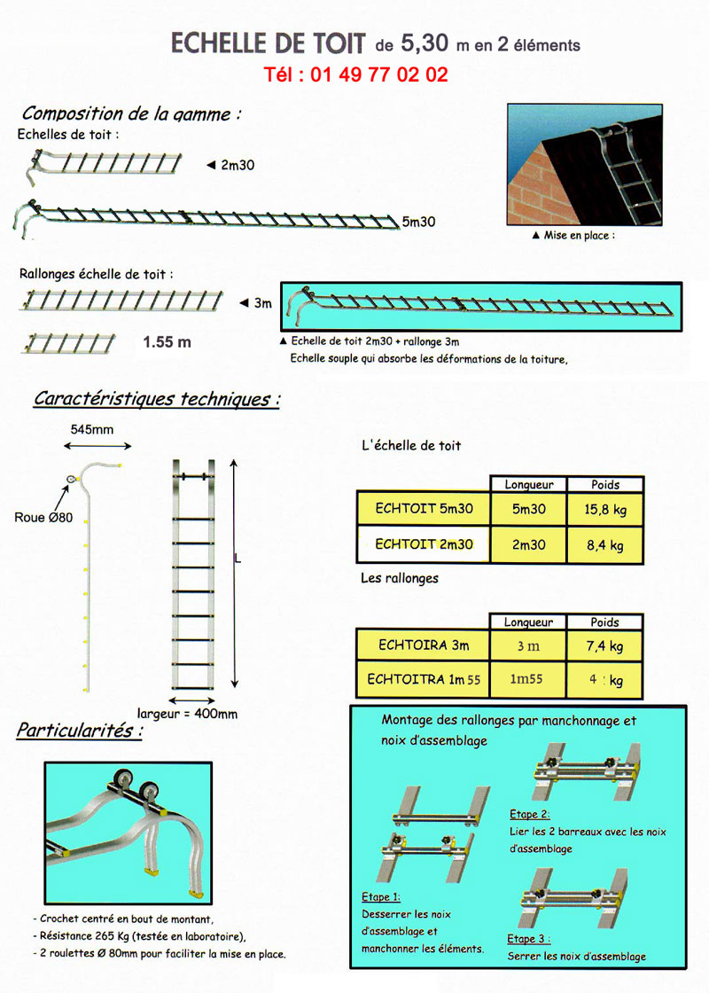 échelle de toit, échelle de couvreur, échelle de toiture, échelle pour  toiture